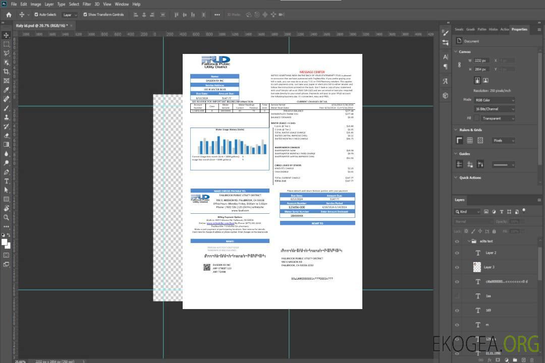 USA Fallbrook Modèle de facture de services publics aux formats Word et PDF template USA Fallbrook Modèle de facture de services publics aux formats Word et PDF template